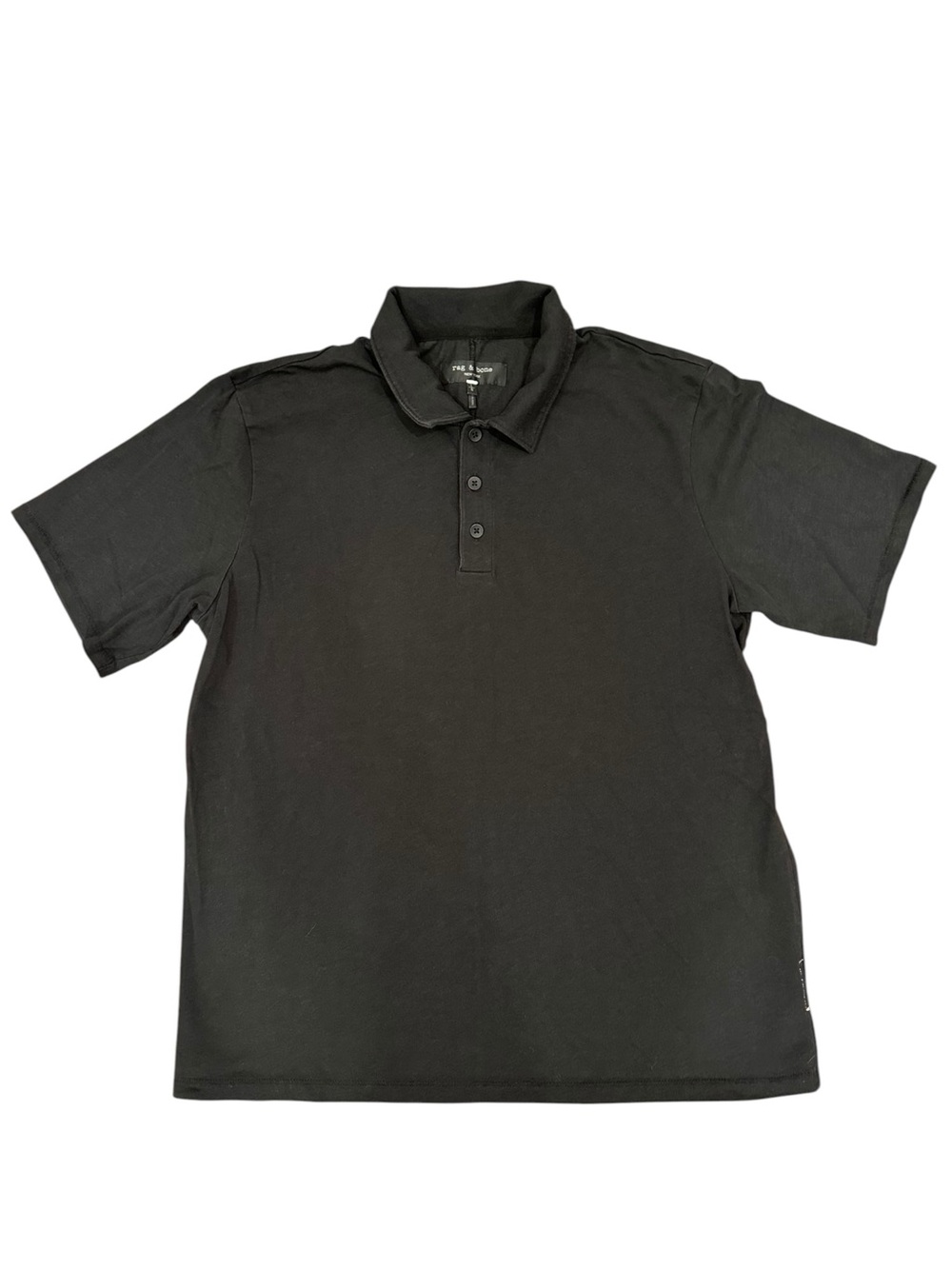 Rag & Bone Classic Black Men’s Polo Shirt. Minimalist. 100% cotton. Lagenlook. L